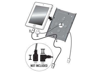 Illustratie m.b.t. gebruik ipad holder als onderdeel van een montagehandleiding