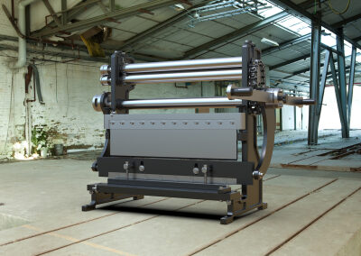 Product rendering plaatbuigmachine in achtergrond
