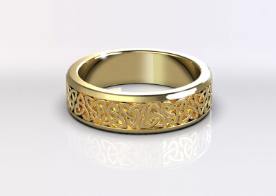 Product rendering gouden ring vrijstaand met slagschaduw en reflecties
