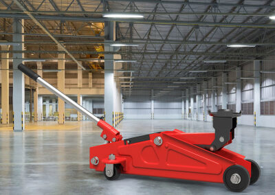 Product rendering garagekrik in achtergrond