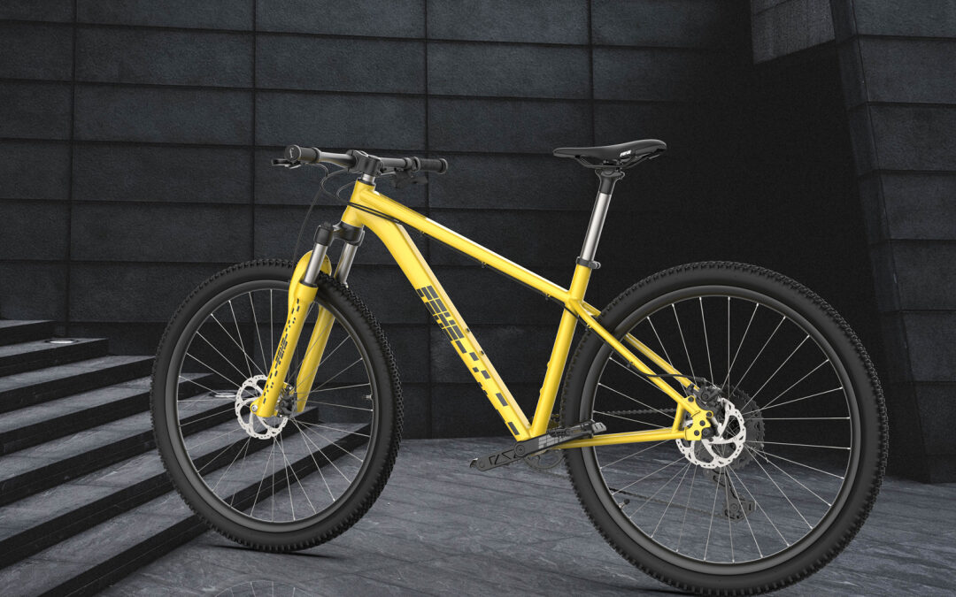 Product rendering Mountainbike in achtergrond